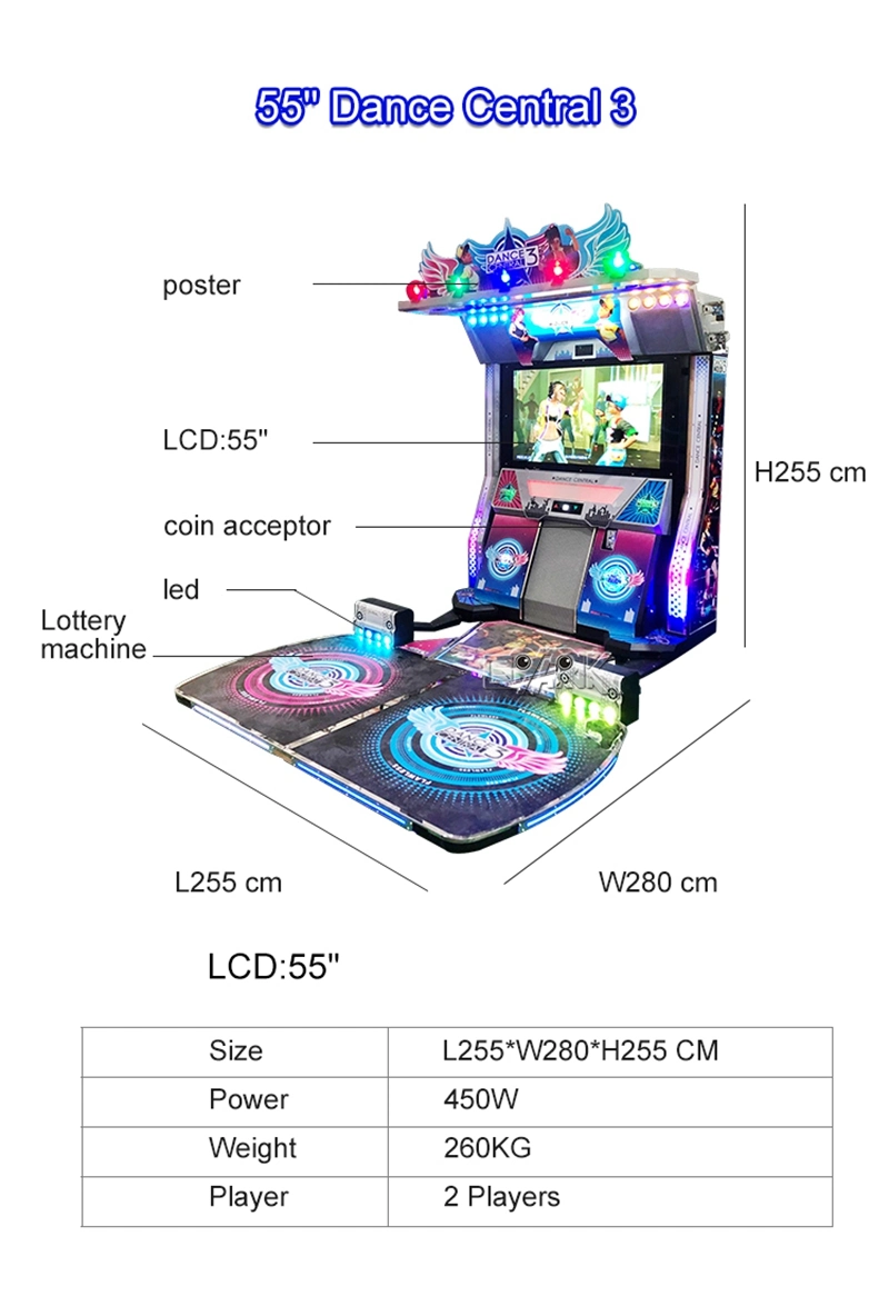 55&quot; Dance Central 3 Coin Operated Games Dance Revolution Arcade Machine Dance Machines